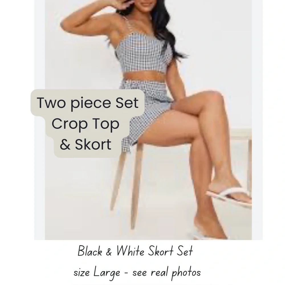 Black and White Checkered Skort Set - Picture 4 of 8